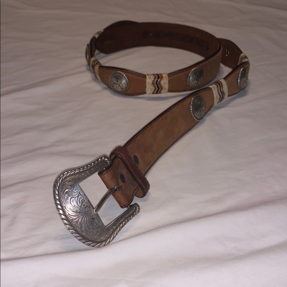 Tony Lama Brown Silver Western Belt